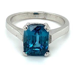 Blue Zircon 6.50ct Solid 18K White Gold Ring